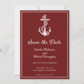 Red Nautical Anchor Save the Date einladen Einladung (Vorderseite)