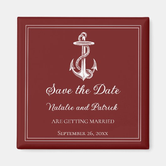 Red Nautical Anchor Speichern Sie das Date Magnet (Vorne)