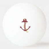Red Nautical Anchor Tischtennisball (Rückseite)