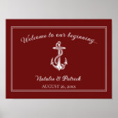 Red Nautical Anchor Wedding Poster (Vorne)