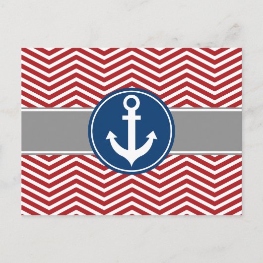 Red Nautical Anchor Zickzack Postkarte (Vorderseite)