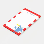 Red Nautical Blue Crab Personalisiert Post-it Klebezettel (angewinkelt)