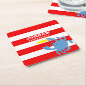 Red Nautical Blue Crab Personalisiert Rechteckiger Pappuntersetzer (angewinkelt)