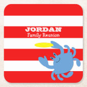 Red Nautical Blue Crab Personalisiert Rechteckiger Pappuntersetzer (Vorderseite)