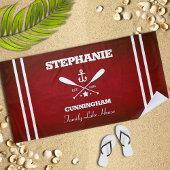 Red Nautical Theme Strip Beach Handtuch