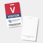 Red Navy Add Your Logo & Bar Code Visitor Ausweis (Vorder- & Rückseite)