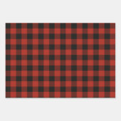 Red Navy Beige Mustard Buffalo Karierter Karo Geschenkpapier Set (Vorderseite)