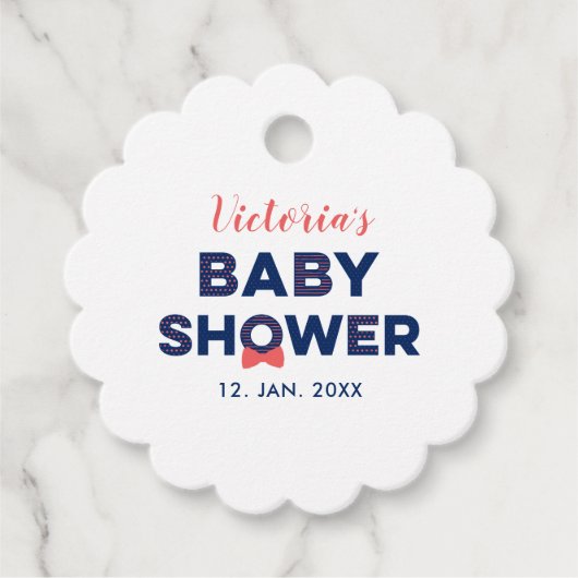 Red & Navy Blue | Moderne Babydusche Vielen Dank Geschenkanhänger (Vorderseite)