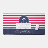 Red Navy Blue Nautic Anchor Design Individuelle Na Schreibtischunterlage (Tastatur & Maus)