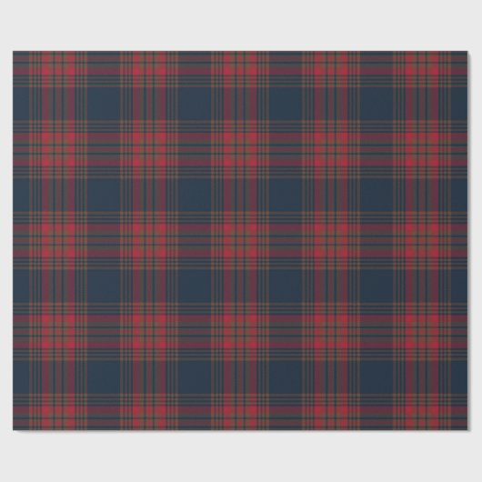 Red Navy Blue Tartan Kariertes Muster Geschenkpapier (Flach)