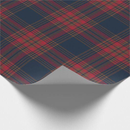 Red Navy Blue Tartan Kariertes Muster Geschenkpapier (Ecke)