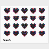 Red Navy Blue Tropical Save the Date Heart Sticker (Blatt)