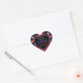 Red Navy Blue Tropical Save the Date Heart Sticker (Umschlag)