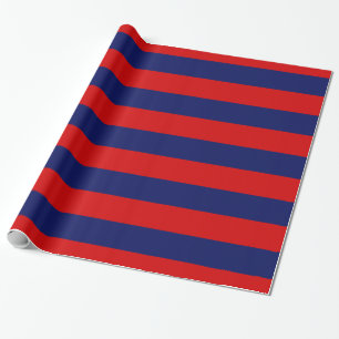 Red, Navy Blue XL Stripes Muster V Geschenkpapier