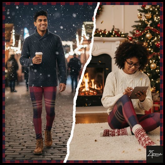 Red Navy Buffalo Plaid Flannel Tartan Leggings