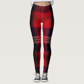 Red Navy Buffalo Plaid Flannel Tartan Leggings (Vorderseite)