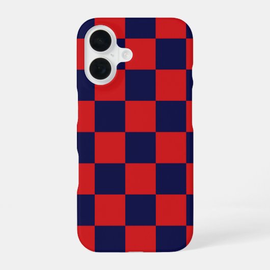Red & Navy Checkerboard Phone Case iPhone 16 Hülle (Rückseite)