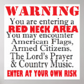 Red Neck Area Warning Poster (Vorne)