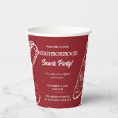 Red Neighborhood Fun Block Food Snack Party Pappbecher (Vorderseite)