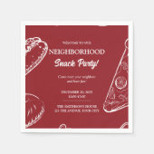 Red Neighborhood Fun Block Food Snack Party Serviette (Vorderseite)