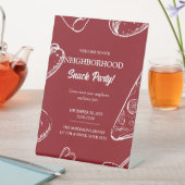 Red Neighborhood Fun Block Food Snack Party Sockelschild (In Situ)