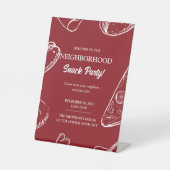 Red Neighborhood Fun Block Food Snack Party Sockelschild (Vorderseite)