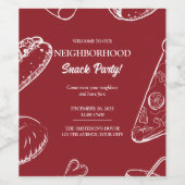 Red Neighborhood Fun Block Snack Food Party Weinetikett (Einzelnes Label)