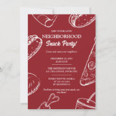 Red Neighborhood Fun Block Snack Party Einladung (Vorderseite)