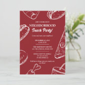 Red Neighborhood Fun Block Snack Party Einladung (Stehend Vorderseite)