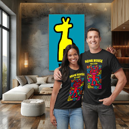 Red Neon Alien - Funky Pop Art Lächeln Charakter T-Shirt