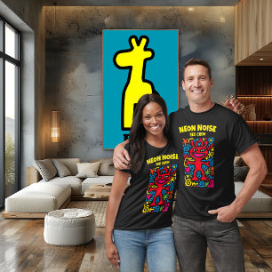 Red Neon Alien - Funky Pop Art Lächeln Charakter T-Shirt