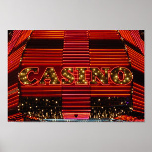 Red Neon Casino Schild in Las Vegas Poster