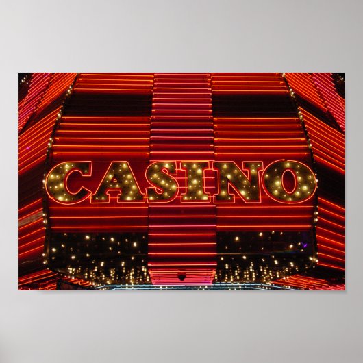 Red Neon Casino-Zeichen in Las Vegas Poster (Vorne)