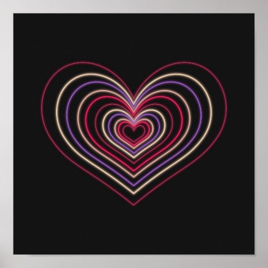 Red Neon Heart Wall Art Poster (Vorne)
