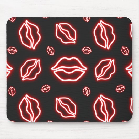 Red Neon Kiss Mousepad (Vorne)