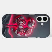 Red Neon Rose auf Black Case-Mate iPhone Case (Rückseite (Horizontal))