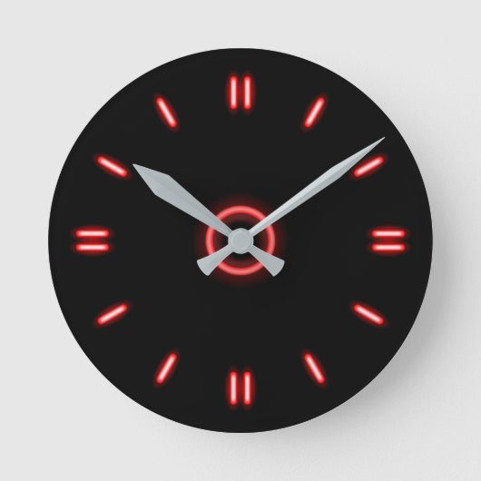 Red Neon Runde Wanduhr (Vorderseite)