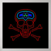 Red Neon Skull & Crossbones Poster (Vorne)