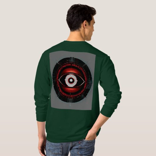 Red Neon Tech Eye: Minimalistisches Vector Logo T-Shirt (Schwarz voll)