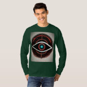 Red Neon Tech Eye: Minimalistisches Vector Logo T-Shirt (Vorne ganz)