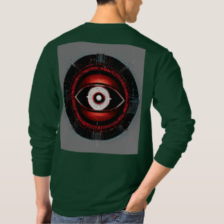 Red Neon Tech Eye: Minimalistisches Vector Logo T-Shirt