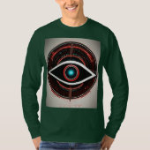 Red Neon Tech Eye: Minimalistisches Vector Logo T-Shirt (Vorderseite)