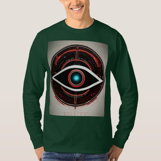 Red Neon Tech Eye: Minimalistisches Vector Logo T-Shirt (Vorderseite)