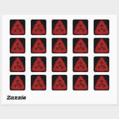 Red Neon Triquetra Quadratischer Aufkleber (Blatt)