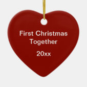 Red Nested Hexagons First Christmas Herz geformt Keramik Ornament (Vorne)