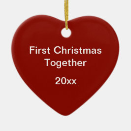 Red Nested Hexagons First Christmas Herz geformt Keramik Ornament