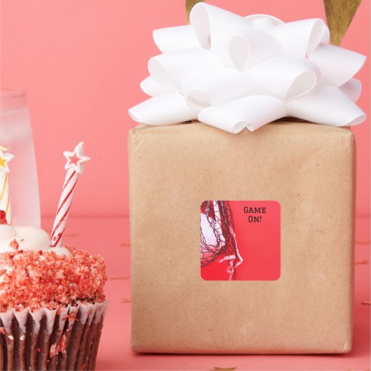 Red Net & Volleyball Quadratischer Aufkleber (Party)