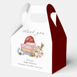 Red New Chapter Begins Winter Floral Baby Shower  Geschenkschachtel