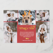 Red New Year im Überblick 5 Foto Collage Grid Folien Feiertagskarte (Vorderseite)