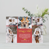 Red New Year im Überblick 5 Foto Collage Grid Folien Feiertagskarte (Stehend vorne)